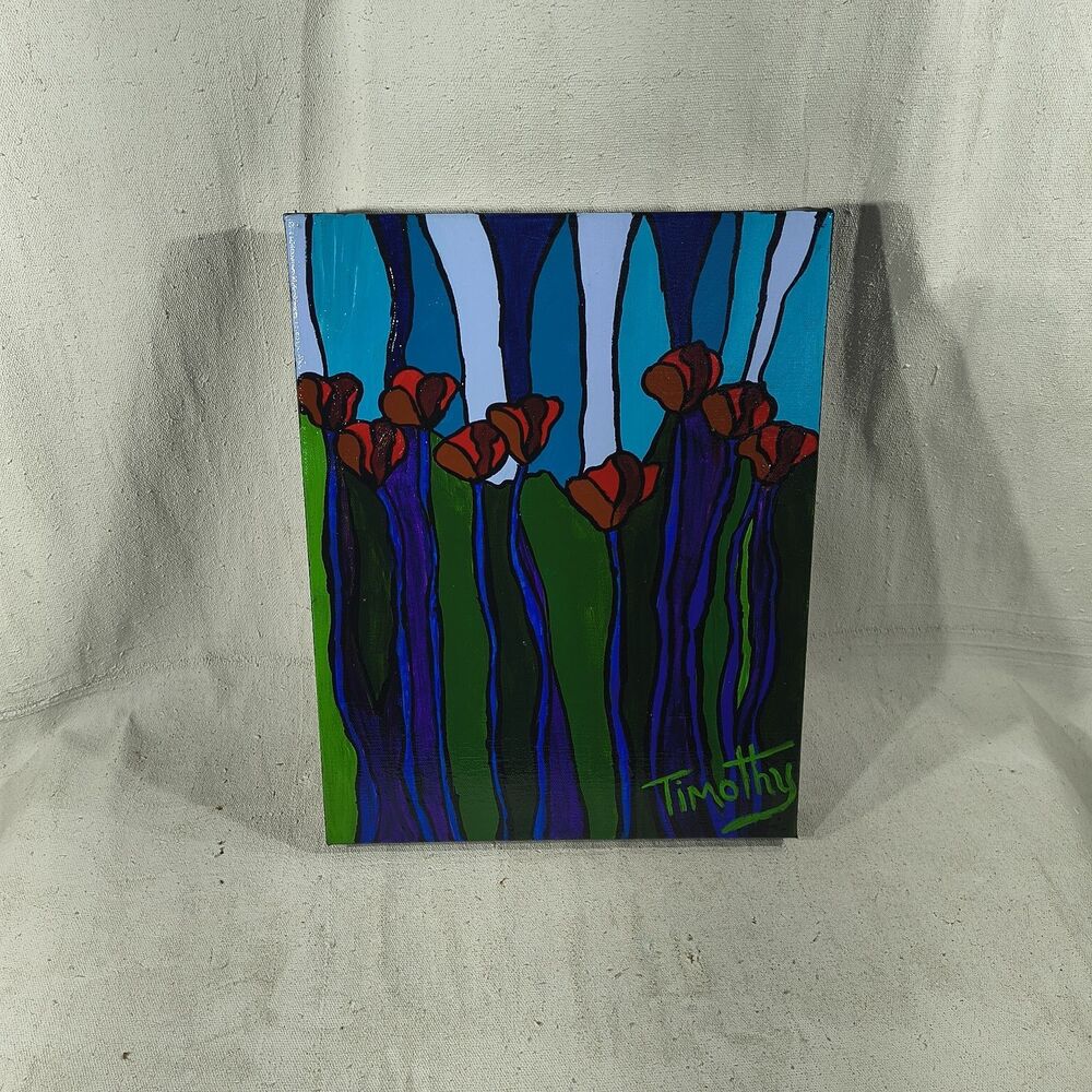 Original Acrylic Painting " Floral Fraction"  11" X 14" By Timothy Designs